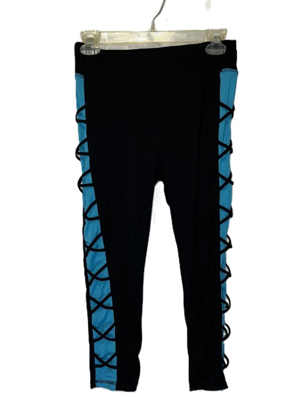 Cascade Blue Capri Yoga Pants Womens SM Black Blue Leggings Gym Workout Stretch